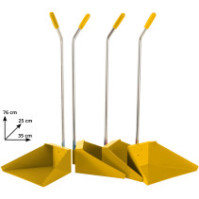 Set of 12 yellow steel industrial waste shovels