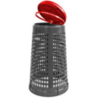 Gray trash can red lid practical design exterior interior