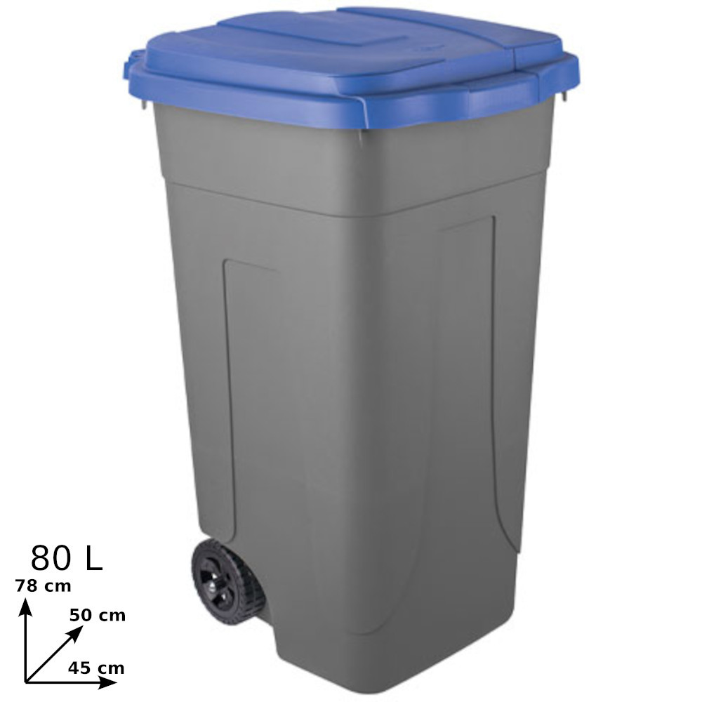 Sustainable and practical gray-blue 80L recycled plastic container