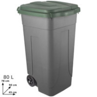 Sustainable and practical gray-green 80L recycled plastic container