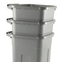 100L gray-blue recycled plastic container with tilting hatch