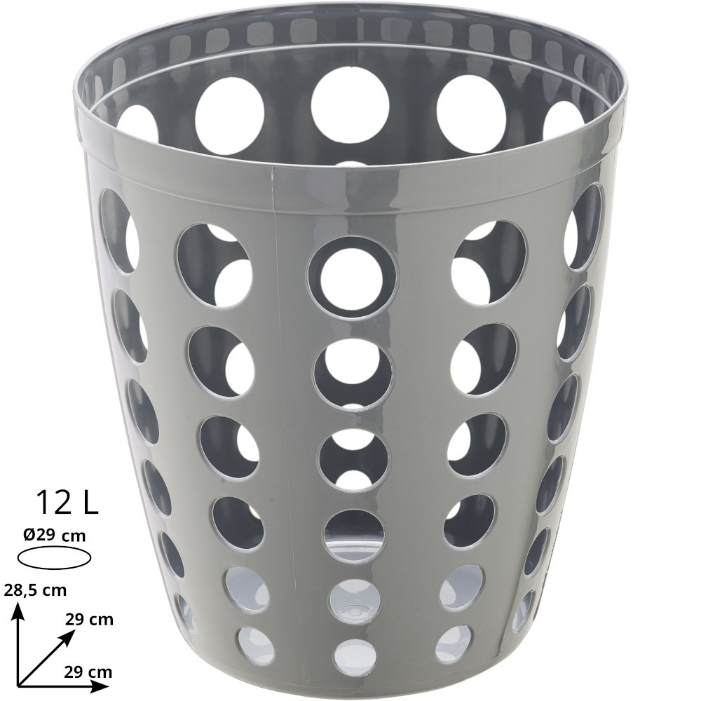 Modern and elegant 12L design perforated gray trash bin