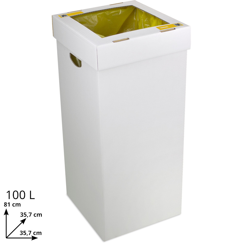 Recycling-Mülleimer aus Pappe, 100 l, ökologisch, praktisch, langlebig, Büro