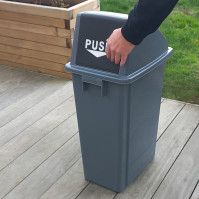 Selective sorting bin with push hinged front opening