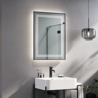 Finely lit rectangular mirror