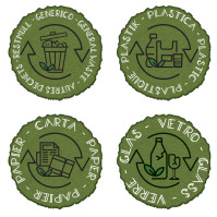 Selective sorting stickers for cardboard trash bin