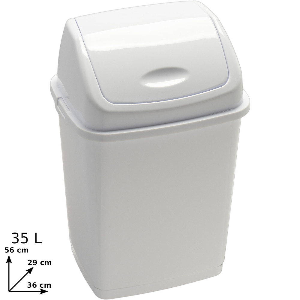 Basic bin with swing lid white 18 litres