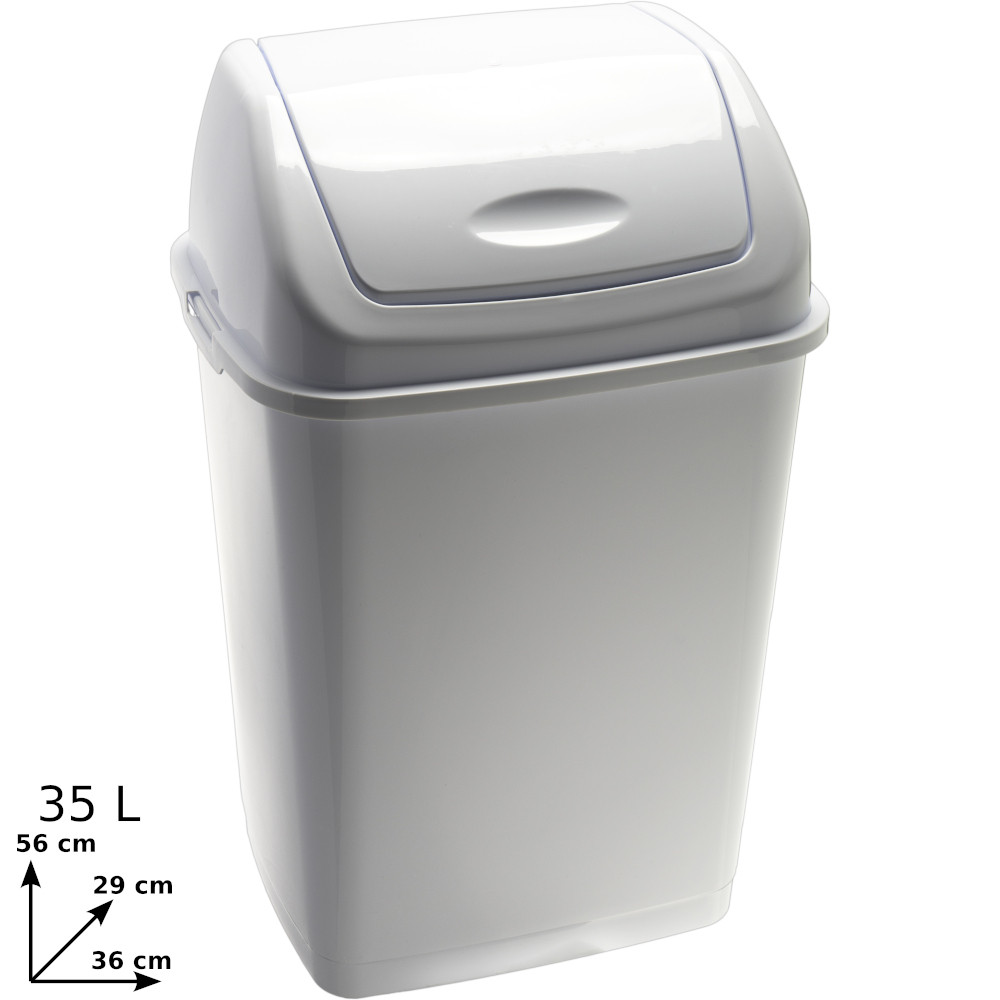 Basic bin with white swing lid 35 litres