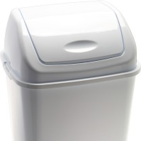 White swing lid bin