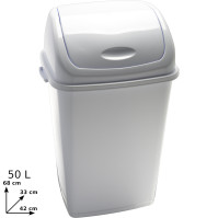 Basic bin with white swing lid 50 litres