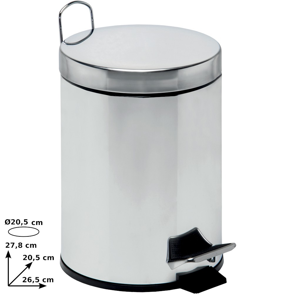 Small round galvanised pedal bin 5 litres