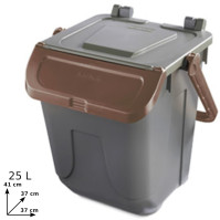 Brown bin 25L with swing lid and handle