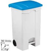 Mobile pedal bin 90 litres with coloured lid