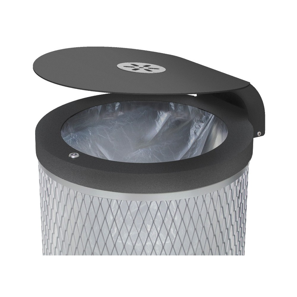 Marseille circular bin 120L with roof and ashtray