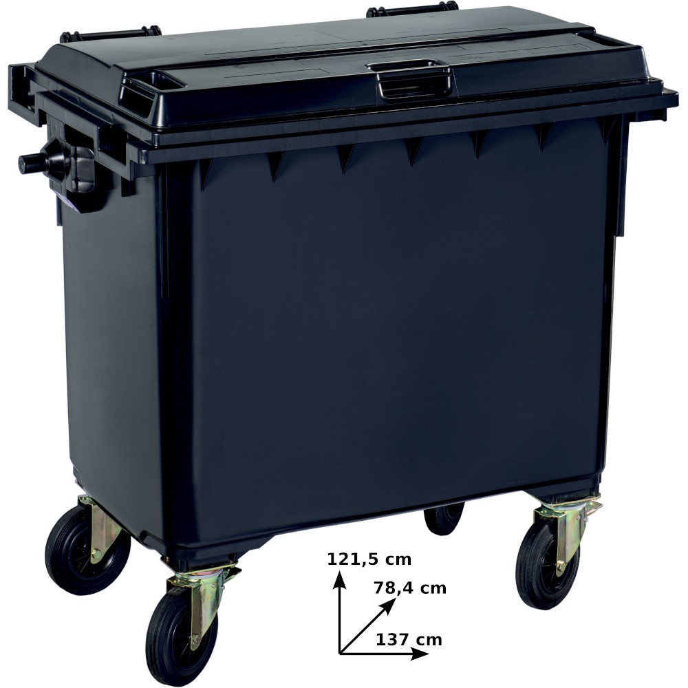 660-litre brown plastic wheeled bin