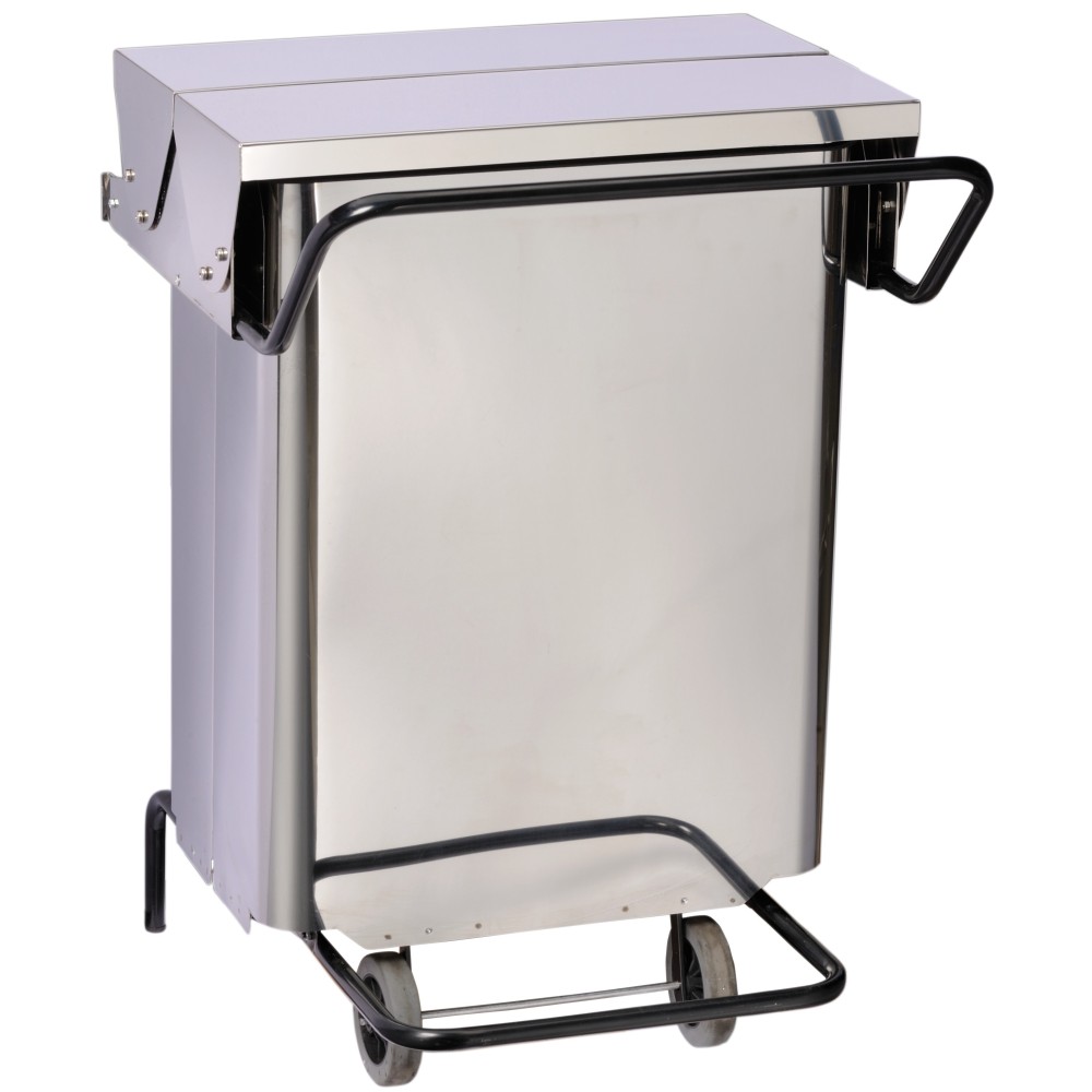 Mobile pedal bin with central opening 70 litres