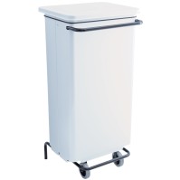 Mobile pedal bin 110 litres white