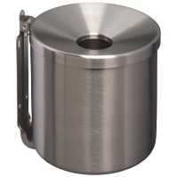 Small round wall-mounted ashtray 0.5 litres brushed stainless steel