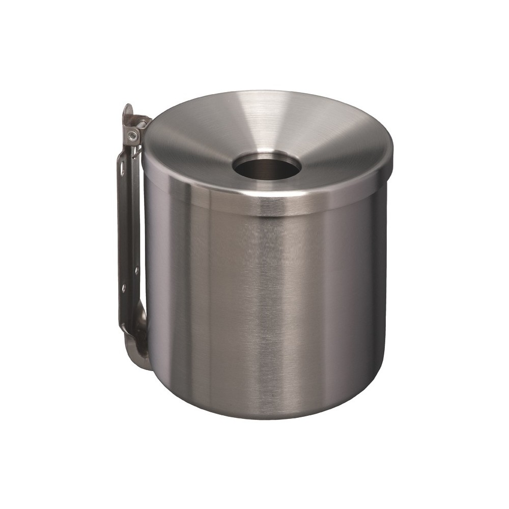 Small round wall-mounted ashtray 0.5 litres brushed stainless steel