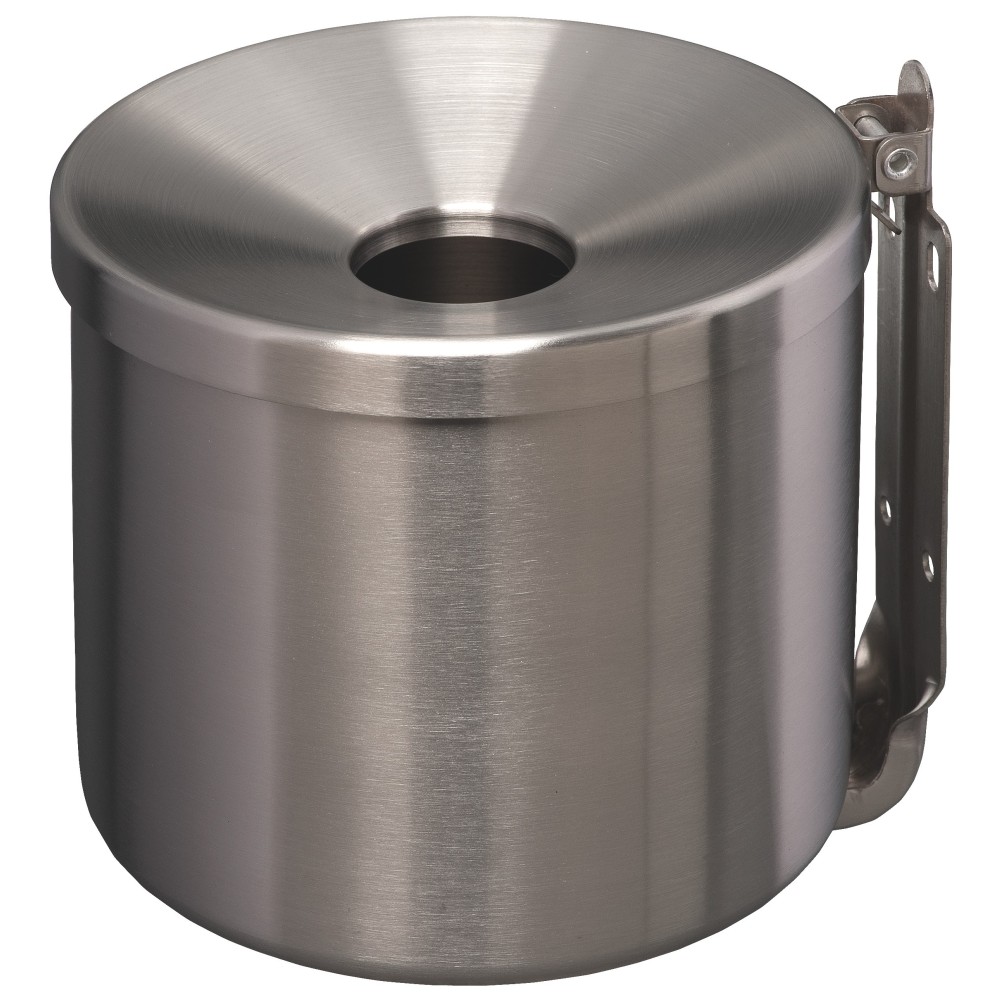 Round wall-mounted ashtray 2 litres brushed stainless steel