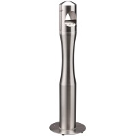 Brushed stainless steel column-shaped ashtray 4 litres