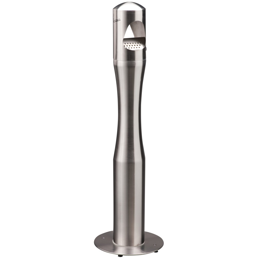 Brushed stainless steel column-shaped ashtray 4 litres