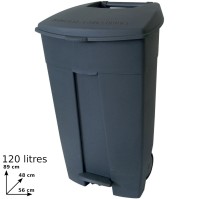 Mobile plastic pedal container 120 litres