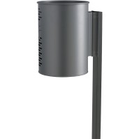 Wall-mounted green cylindrical basket for parks and streets 22 litres grey