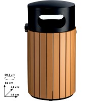 Round bin with wood blade imitation, secured, 40 litres